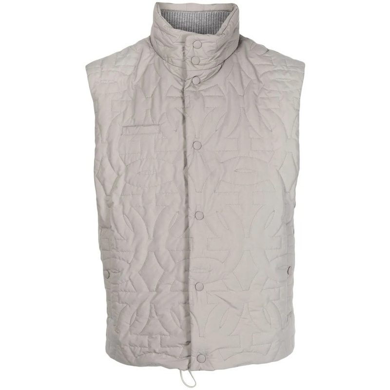Quilted Funnel Neck Gilet_Grey