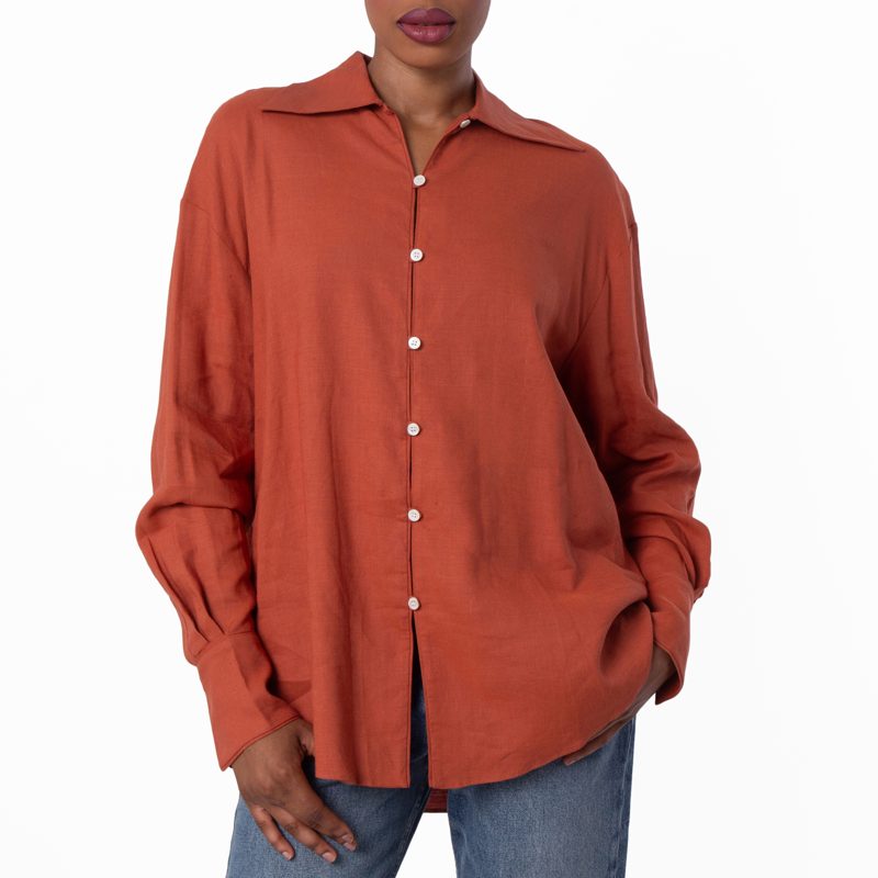 Long-Sleeved Relaxed Linen-Blend Shirt_Akrotiri