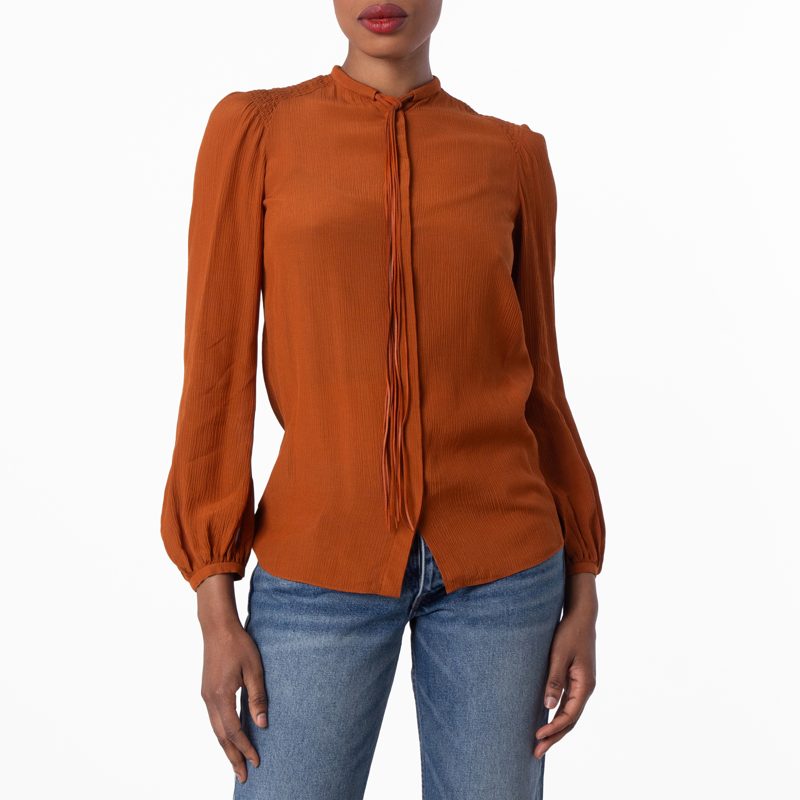 Long Sleeve Viscose Blouse_Paddock