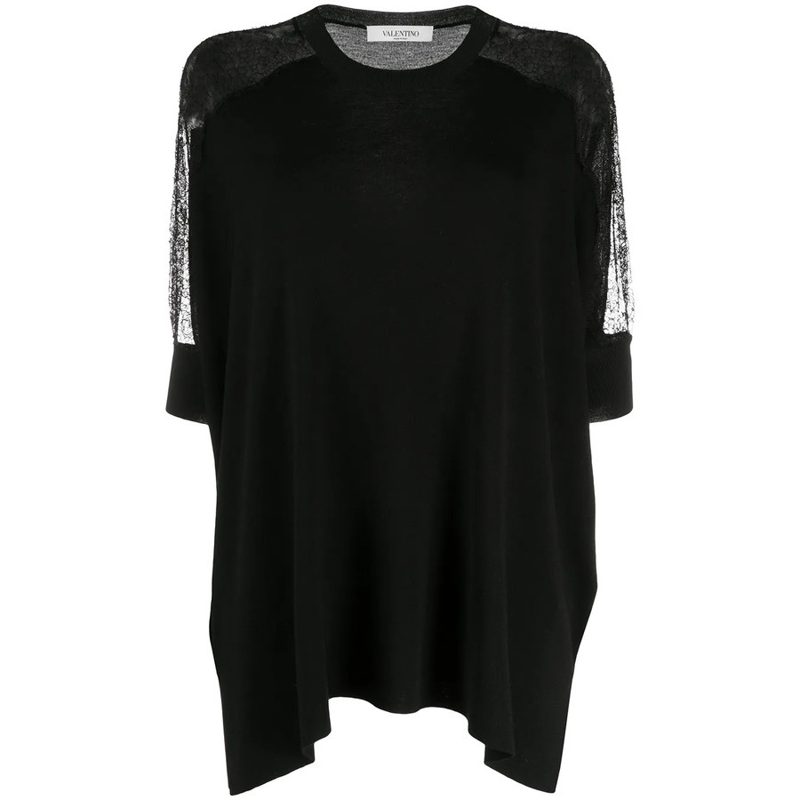 Garavani Garavani Lace Panel Detail Knitted Top_Black