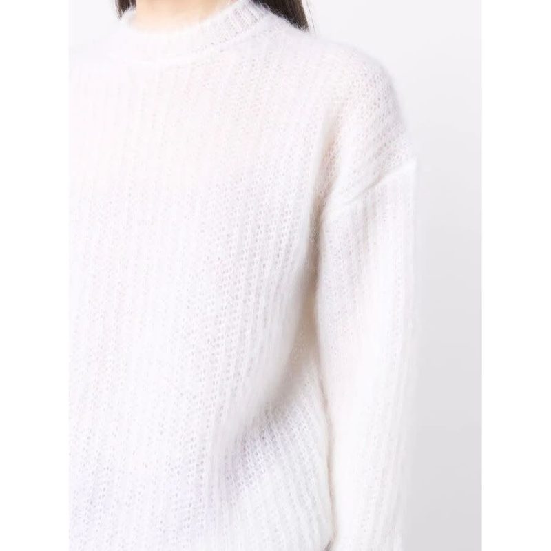 Womens Bianco Long Sleeves Round-Neck Cardigans & Sweaters_Bianco