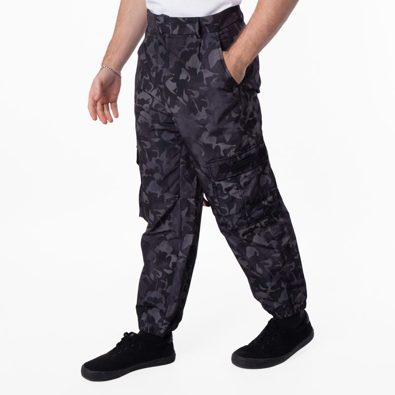 Camouflage Print Recycled Polyster Trousers_Multiblack