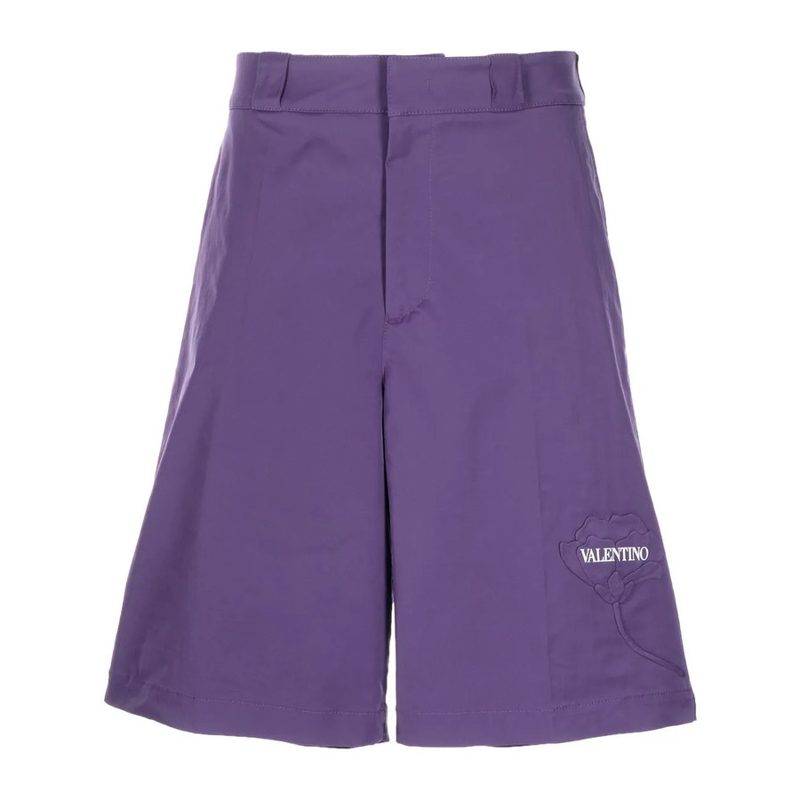 Garavani Garavani Floral-Applique Shorts_Purple