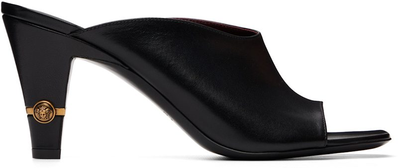 Black Giulietta Leather Mule Heeled Sandals 262404F125010