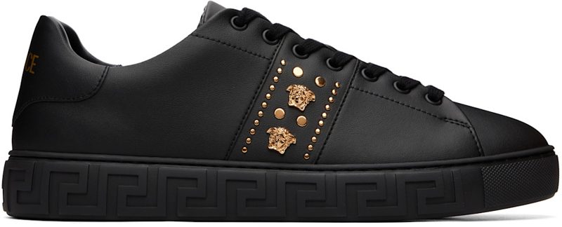 Black Greca Embellished Nylon Sneakers 262404M237006