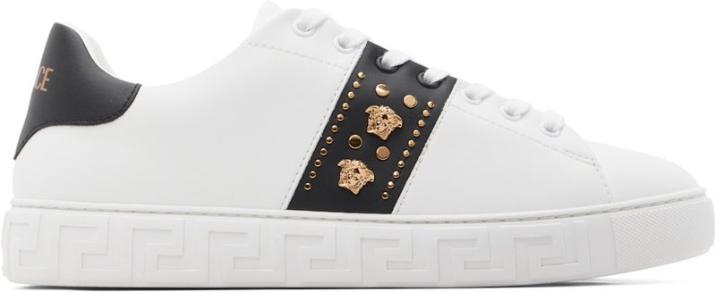 White Greca Embellished Nylon Sneakers 262404M237005