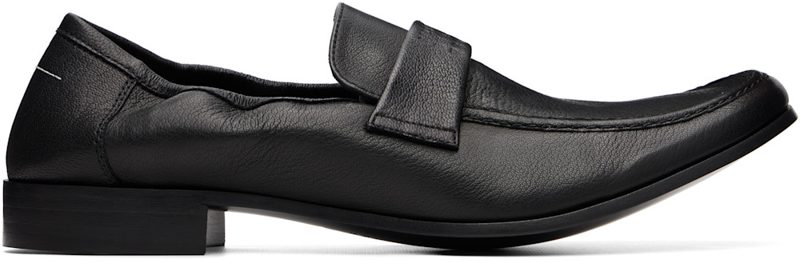 Black Leather Swing Toe Loafers 262188M231000
