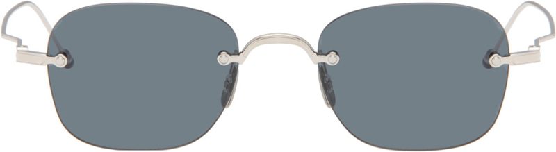 Silver Rectangular Rimless Sunglasses 262381M134000
