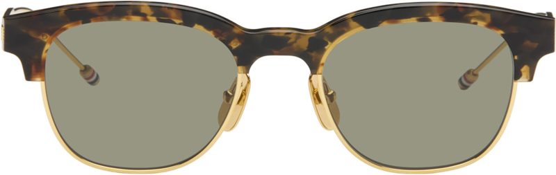 Brown Acetate & Titanium Oval Sunglasses 262381M134013