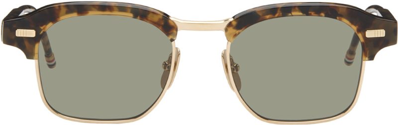 Brown Acetate & Titanium Square Sunglasses 262381M134008