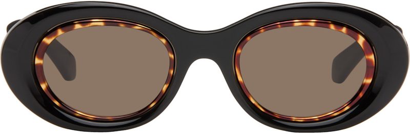 Black Mini Anagram Oval Sunglasses 262677M134023