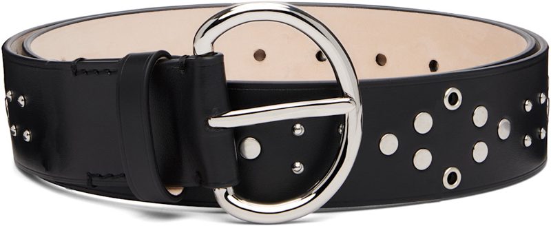 Marni Black Metal Studs Leather Belt 262379M131000
