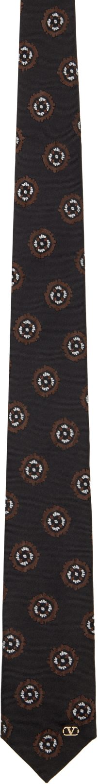 Garavani Black Valentie Silk Jacquard Tie 262807M158002