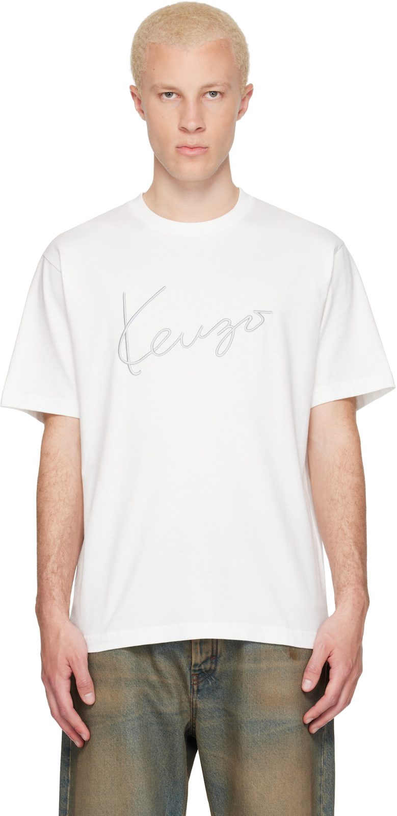 White [겐조] Paris Signature Embroidered T-shirt 262387M213005