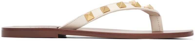 Garavani [오프화이트] Rockstud Calfskin Thong Sandals 262807F124000
