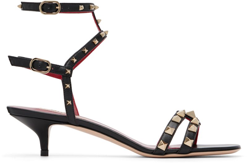 Garavani Black Rockstud Heeled Sandals 262807F125002