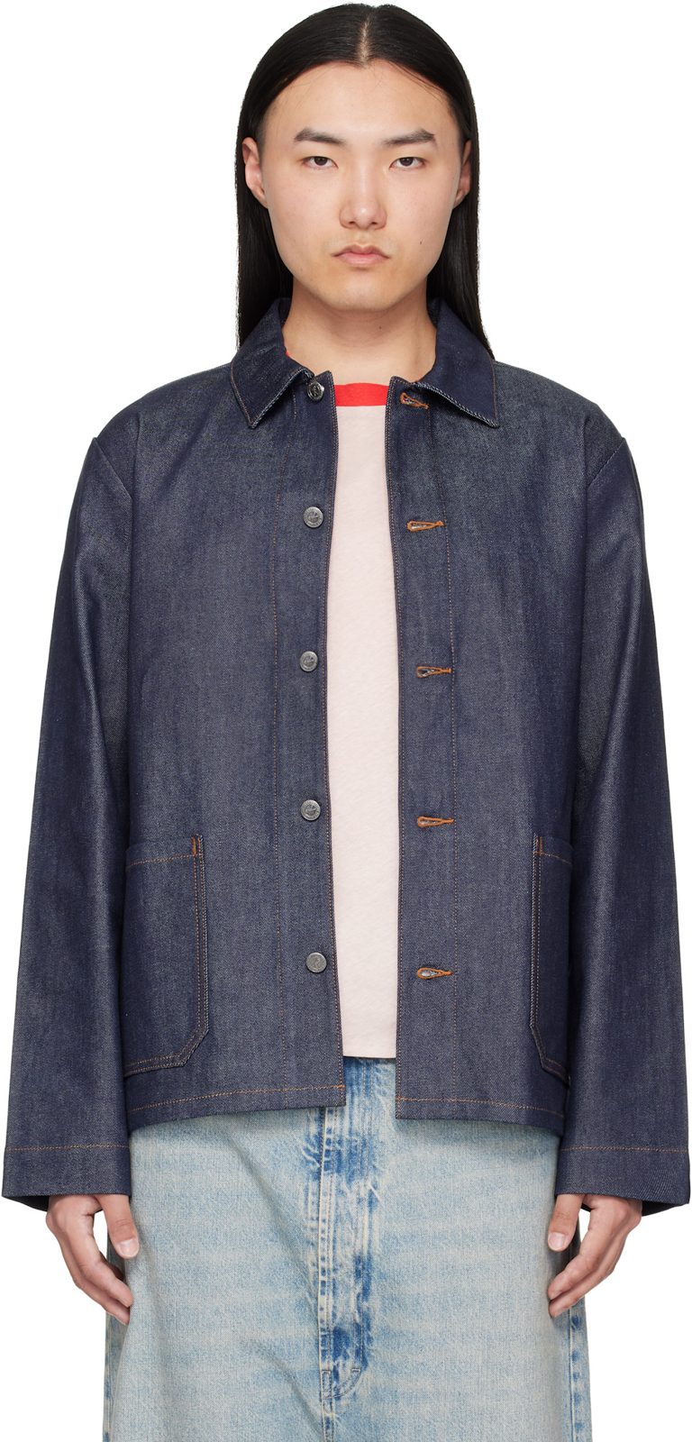 Indigo K[ERL]OUAN Logo Denim Jacket 262252M177000
