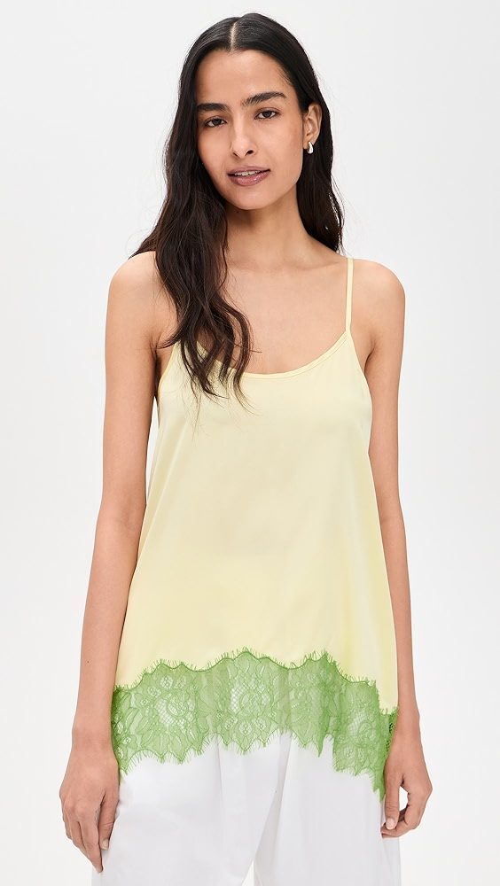 STAUD Chloe Silk Camisole_Key Lime/Sprout