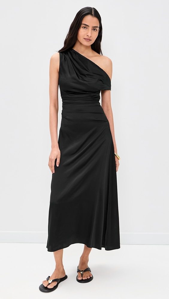 STAUD Phare Silk Dress_Black
