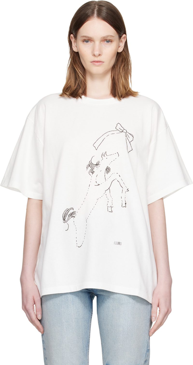 오프화이트 Horse Print Cotton T-shirt 262188F110014