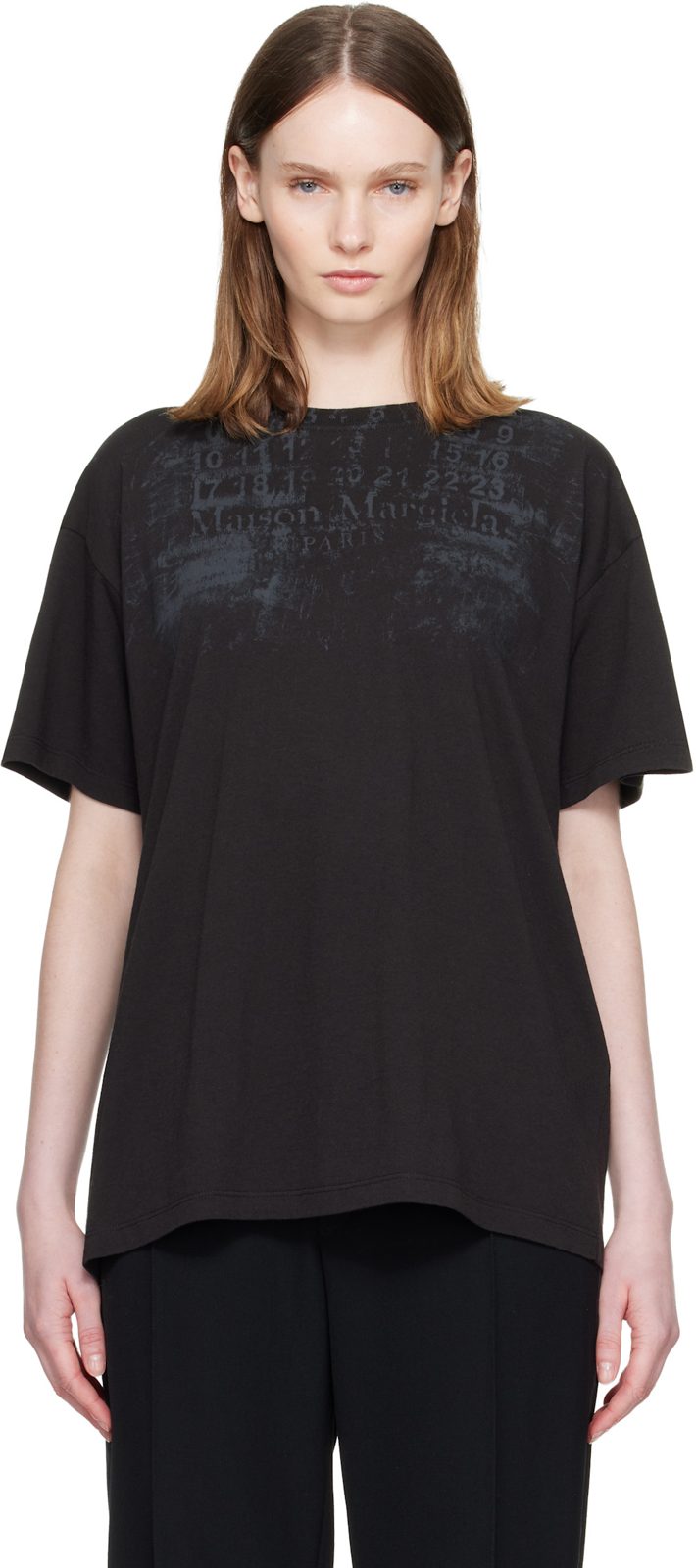 Black Numbers Regular T-shirt 262168F110004