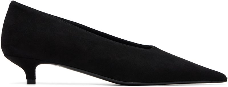 TOTEME Black Sharp Suede Kitten Heels 261771F122014