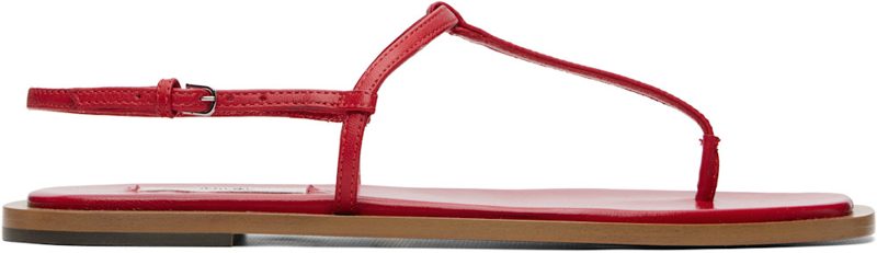 TOTEME Red T-Strap Nappa Sandals 262771F124002