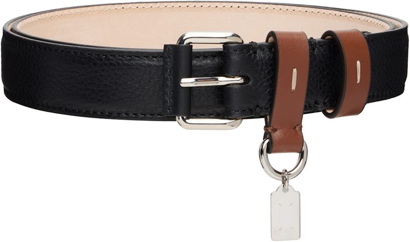 Black Logo Charm Belt 262168M131001