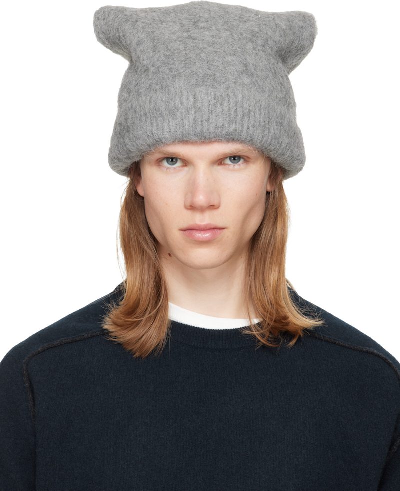 Gray Wool Beanie 262168M138001