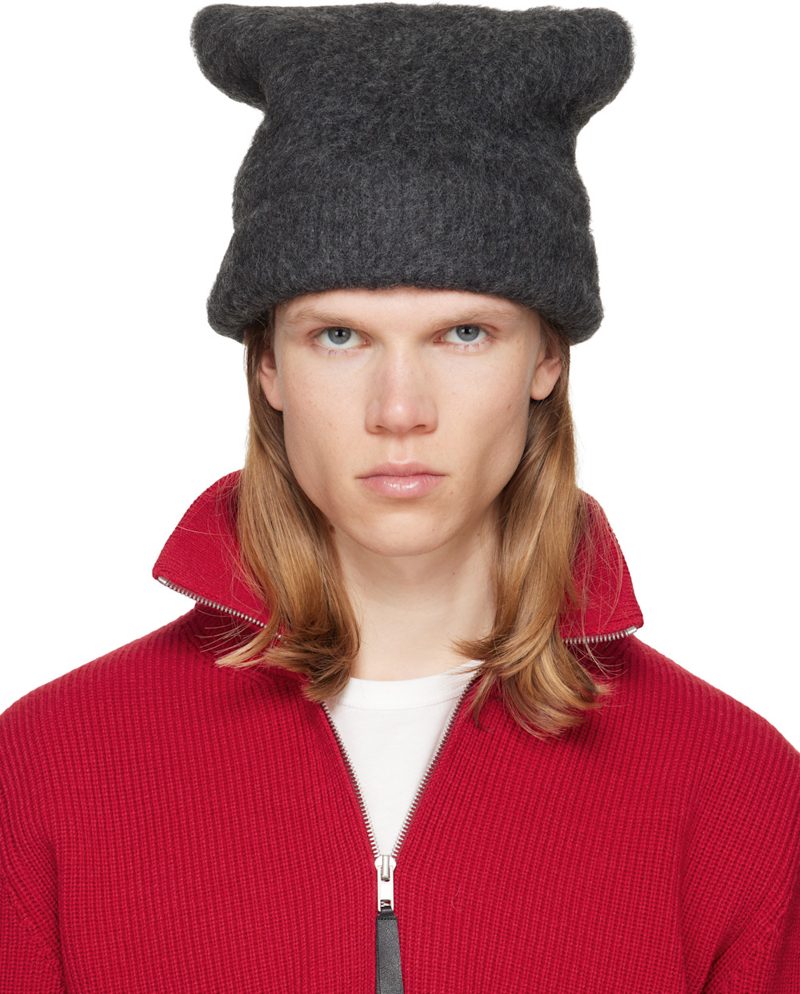 Gray Wool Beanie 262168M138000
