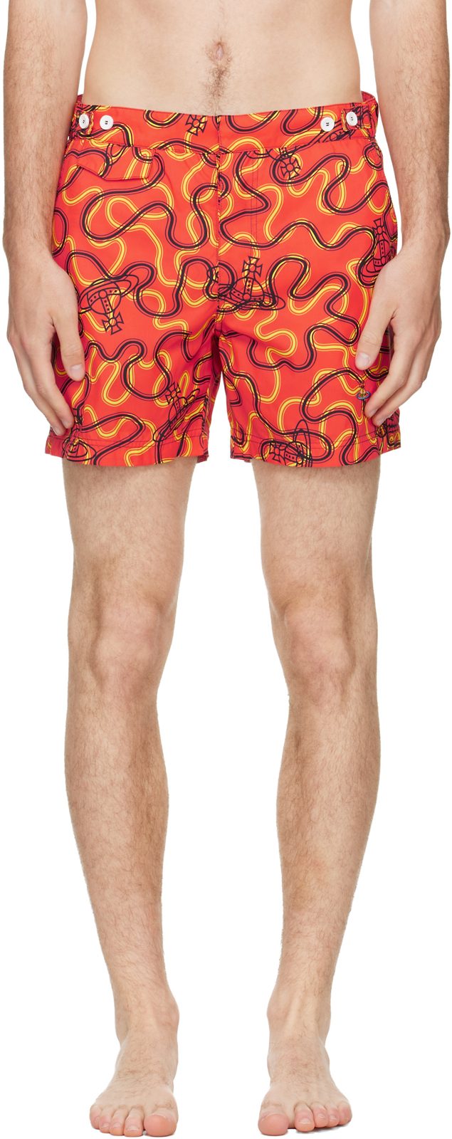 Orange Classic Boxer Swim Shorts 261314M208000