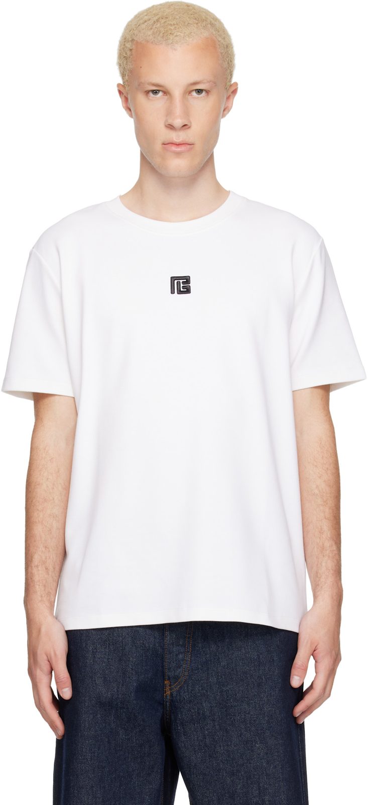 White Embroidered Logo T-shirt 262251M213009