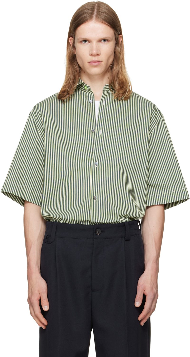 Paul Smith Green Stripe Oversized Cotton-Silk Shirt 262260M192005