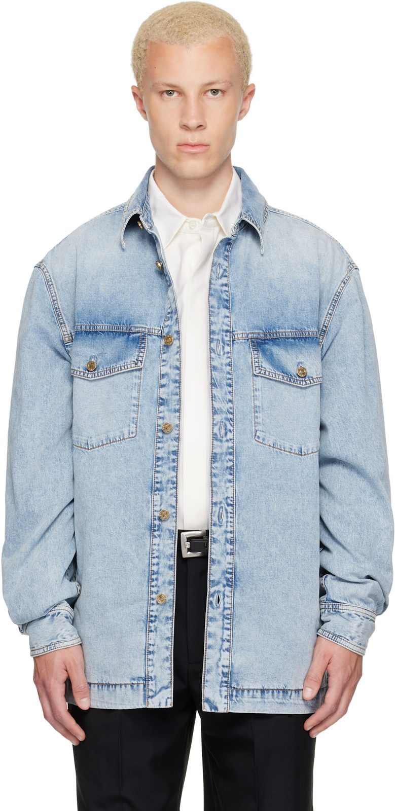 Blue Faded Denim Shirt 262251M192005
