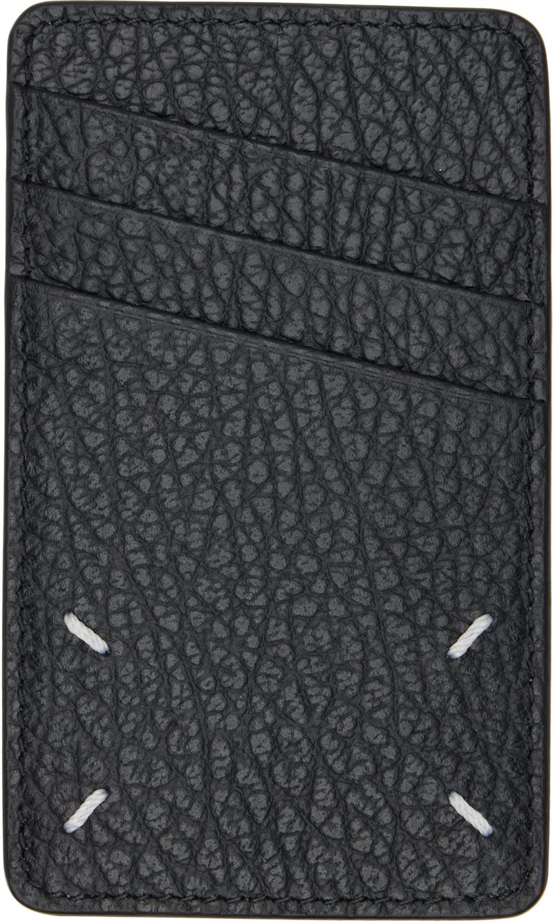 Black Four Stitches Card Holder 262168M163010