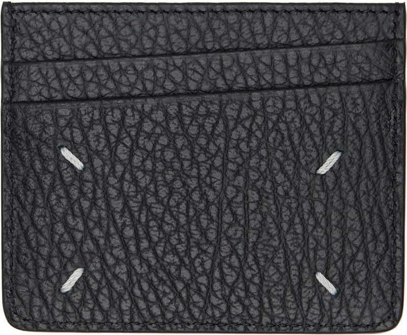 Black Four Stitches Card Holder 262168M163007