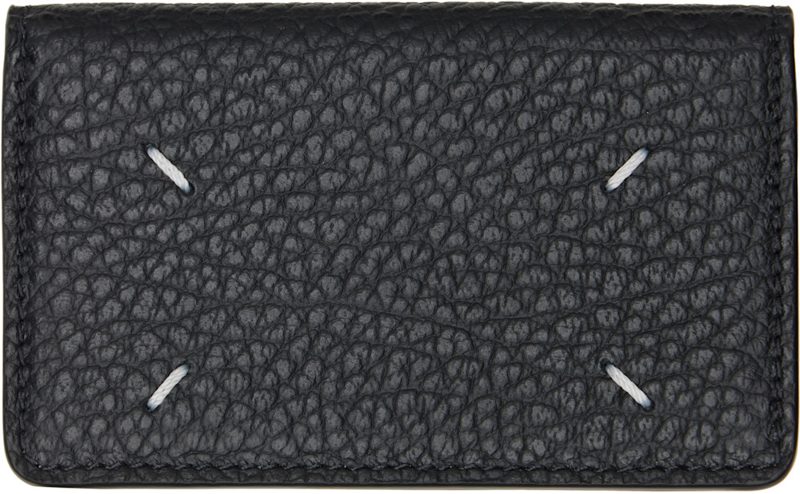 Black Four Stitches Card Holder 262168M163001