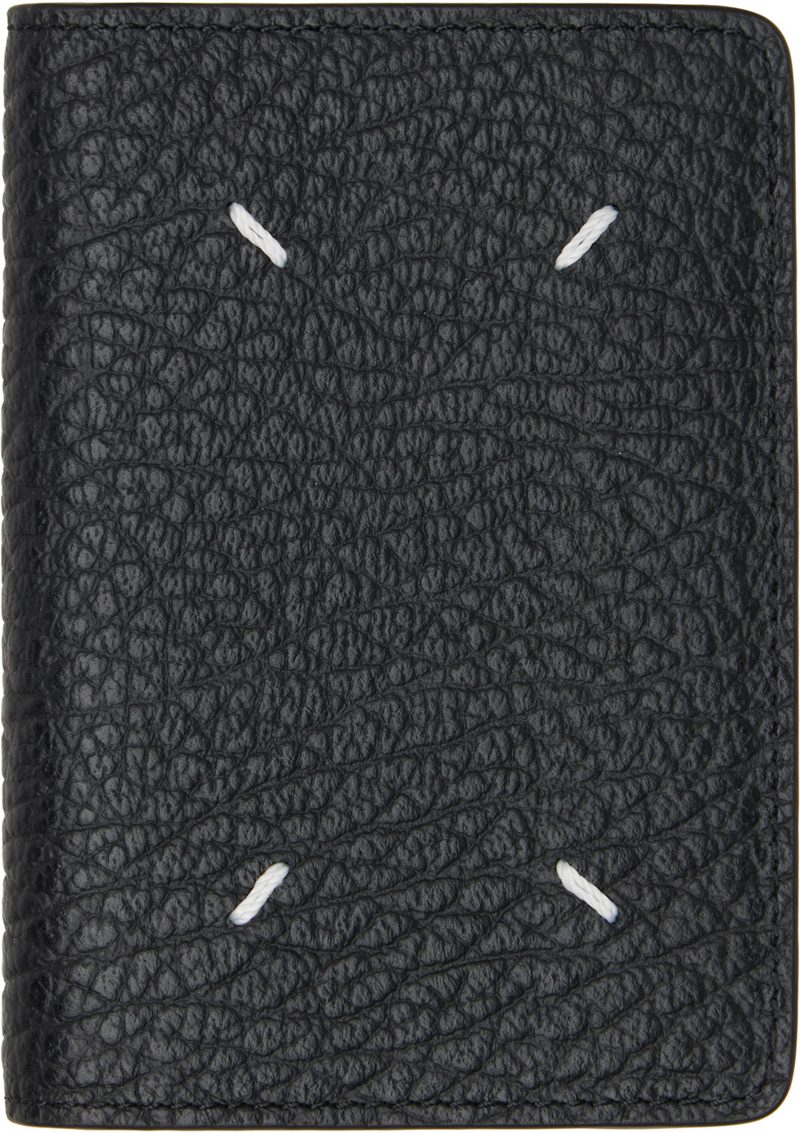 Black Four Stitches Card Holder 262168M163011