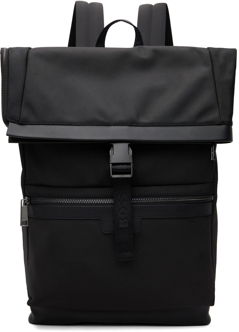 Black Canvas Flap Backpack 261085M166035