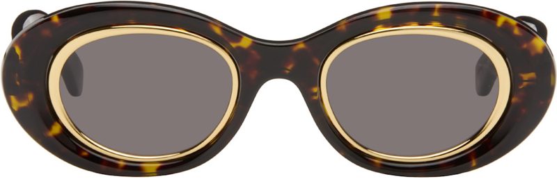 Brown Mini Anagram Oval Sunglasses 262677M134024