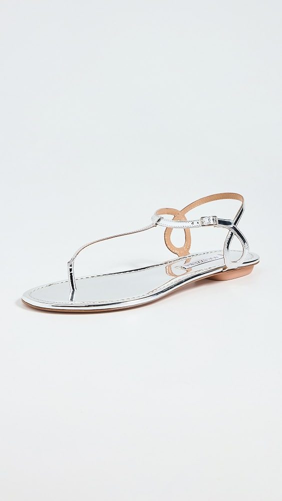 Aquazzura Almost Bare Sandal Flats_Silver