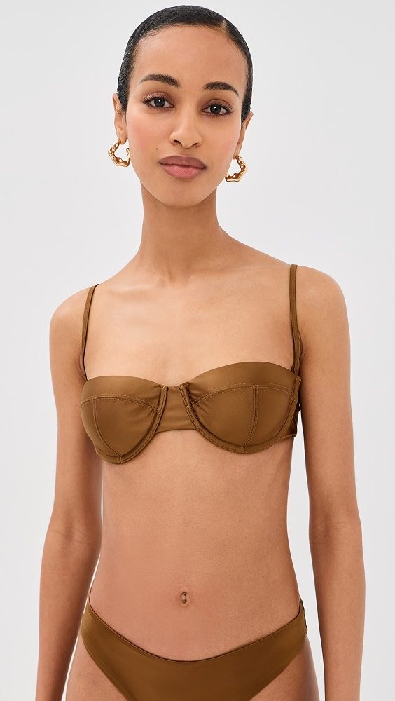 STAUD Jo Balconette Bikini Top_Bronze