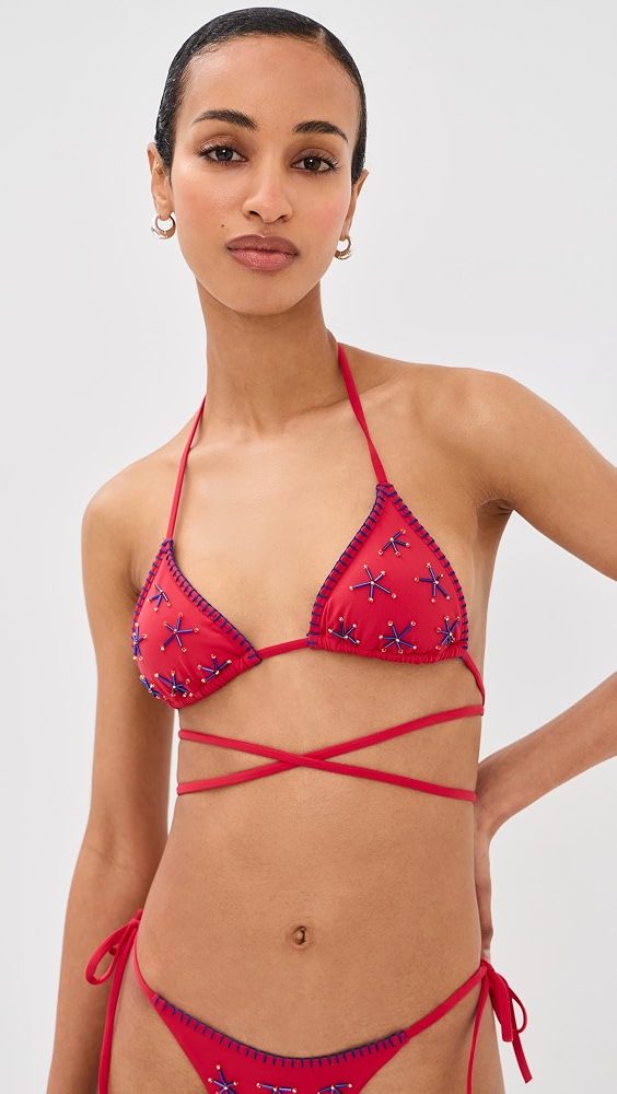 STAUD Lido Triangle Bikini Top_Painted Foulard