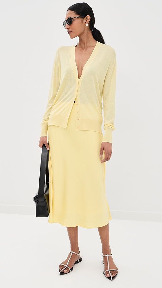 Satin Midi Skirt_Pastel Yellow