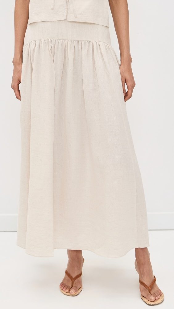 STAUD Procida Linen Skirt_Natural