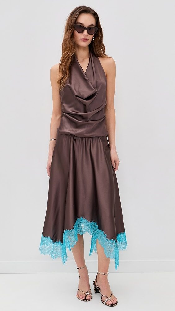 STAUD Elira Silk Dress_Mink/Pool