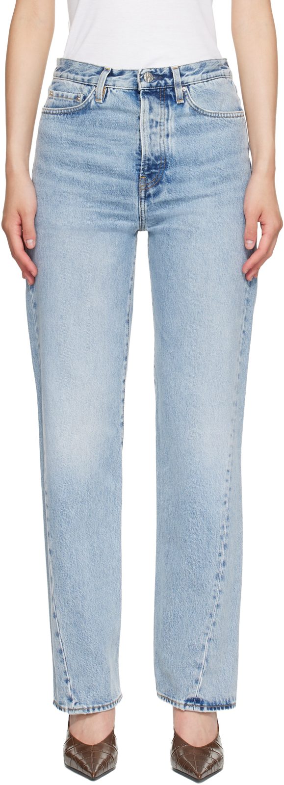 TOTEME Blue Twisted Seam Full Length Jeans 262771F069013