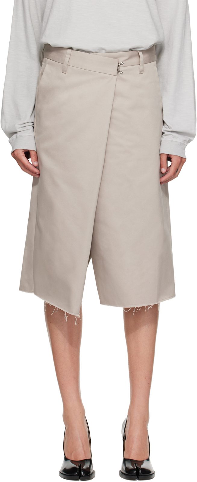 Gray Wrap Shorts 262168F088000