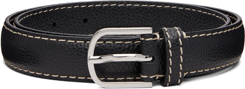 TOTEME Black Slim Grained-Leather Trouser Belt 262771F001000