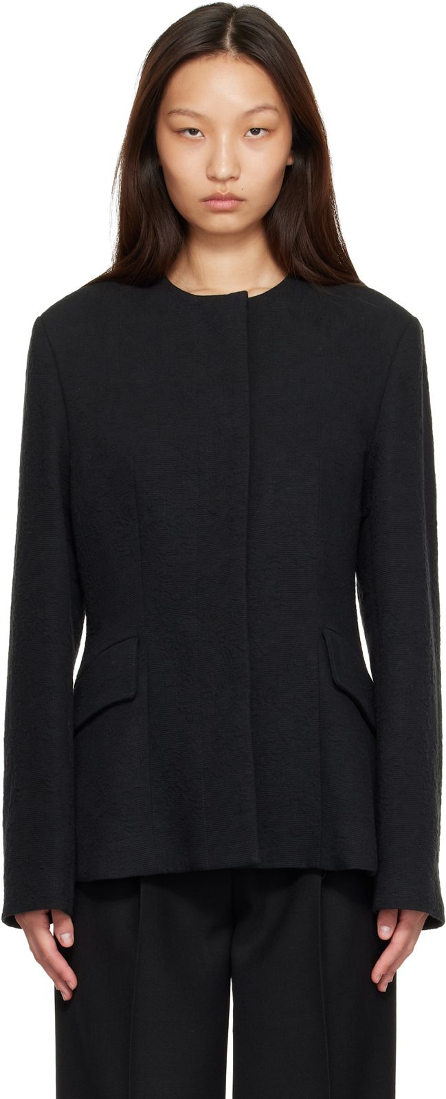 TOTEME Black Jacquard Cotton Blazer 262771F057000